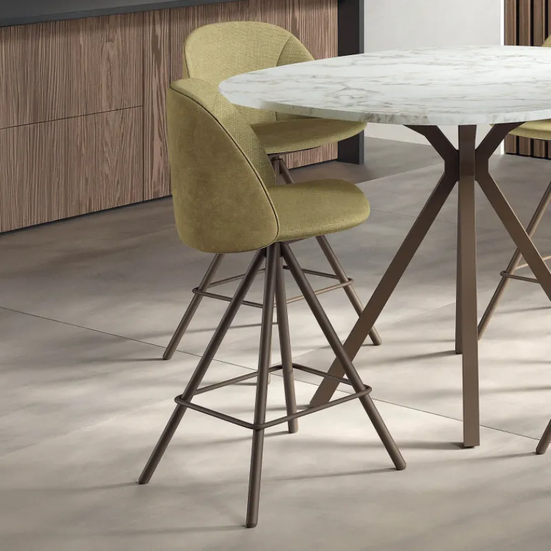 Perfecta Swiftie Tabouret snack pivotant en tissu avec pieds en métal* Tabouret Snack (assise +/- 65 Cm)|Tabouret De Bar (assise +/- 80 Cm)