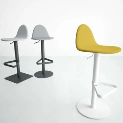 Cancio Tabu Tabouret réglable design en synthétique et métal* Tabouret Snack (assise +/- 65 Cm)|Tabouret De Bar (assise +/- 80 Cm)