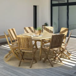 Medicis TamaniTable de jardin ronde en teck* Table De Jardin