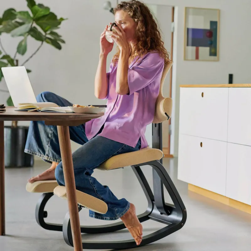 Varier ThatSit ® Chaise de bureau ergonomique à bascule en tissu et bois* Chaise Pour Chambre|Chaise De Bureau