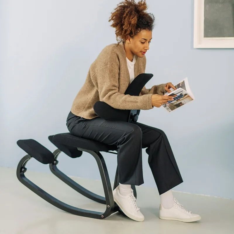 Varier ThatSit ® Chaise de bureau ergonomique à bascule en tissu et bois* Chaise Pour Chambre|Chaise De Bureau