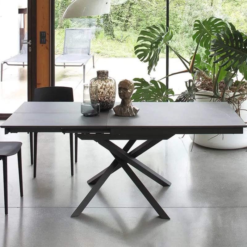 Altacom Tokyo Petite table carrée design extensible avec piètement central mikado* Table De Salle à Manger|Table Pour Petit Espace