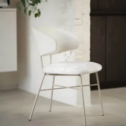 Mobitec Toro ® Fauteuil minimaliste cosy en tissu avec pieds en métal* Chaise De Salle à Manger|Fauteuil De Salon