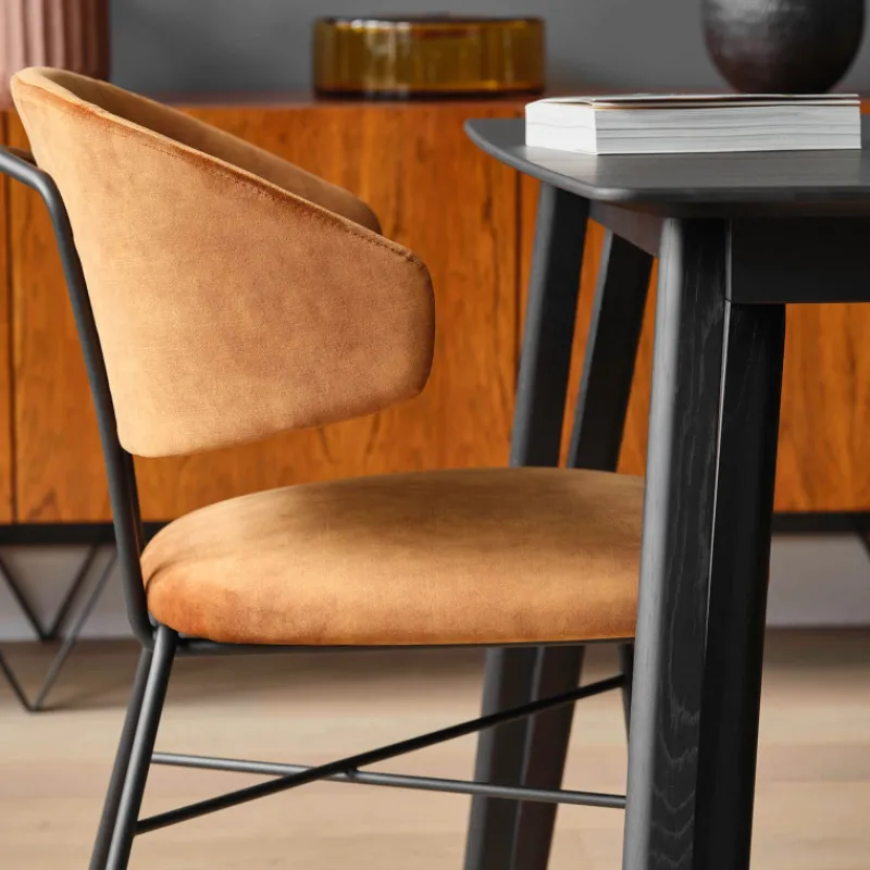 Mobitec Toro ® Fauteuil minimaliste cosy en tissu avec pieds en métal* Chaise De Salle à Manger|Fauteuil De Salon