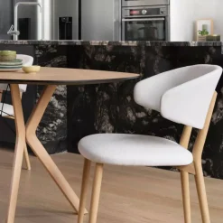 Mobitec Toro ® Chaise moderne avec dossier incurvé en tissu et bois* Chaise De Salle à Manger|Chaise Salon
