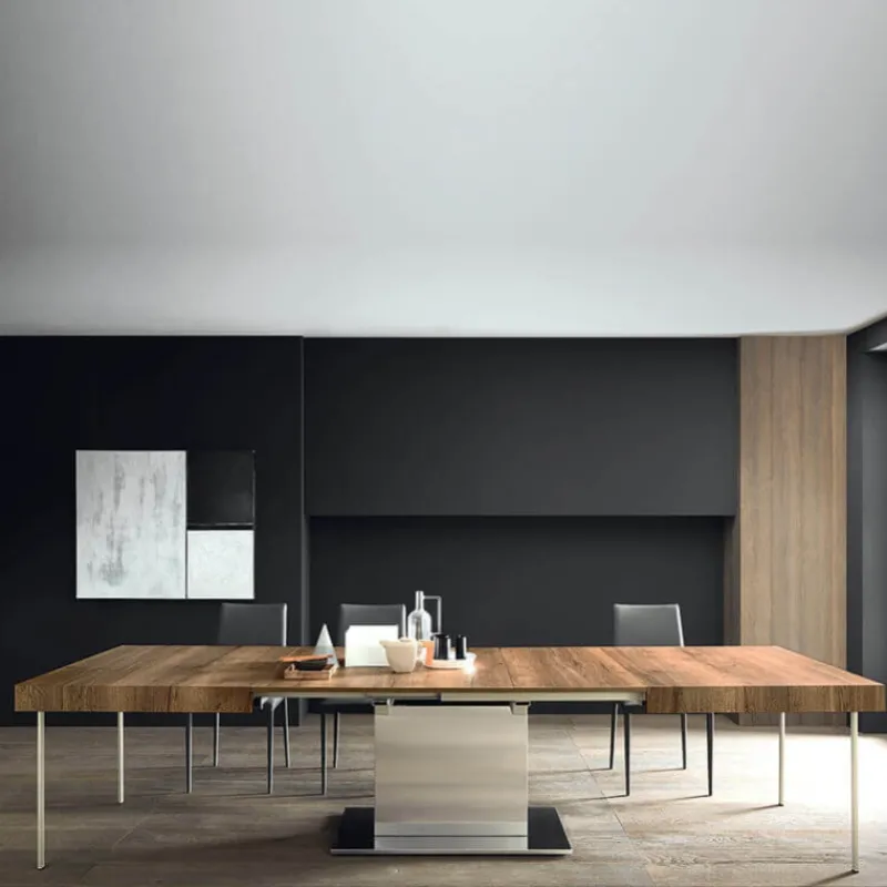Altacom Tower Maxi Table ultra extensible pied central en métal et plateau en mélaminé* Table Pour Petit Espace|Table De Salle à Manger