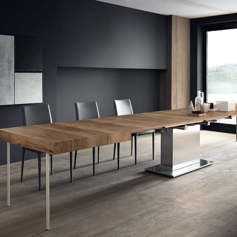Altacom Tower Maxi Table ultra extensible pied central en métal et plateau en mélaminé* Table Pour Petit Espace|Table De Salle à Manger