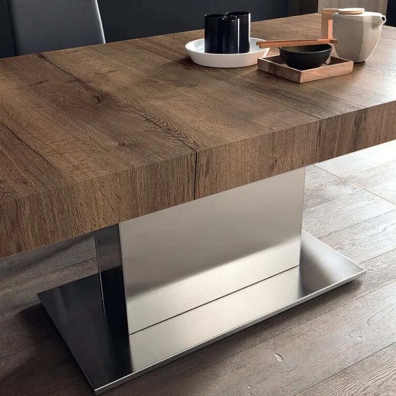 Altacom Tower Maxi Table ultra extensible pied central en métal et plateau en mélaminé* Table Pour Petit Espace|Table De Salle à Manger