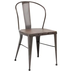 Jayso Turia 631 Chaise industrielle vintage en métal avec assise bois* Chaise De Cuisine|Chaise De Salle à Manger