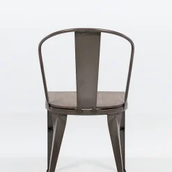 Jayso Turia 631 Chaise industrielle vintage en métal avec assise bois* Chaise De Cuisine|Chaise De Salle à Manger