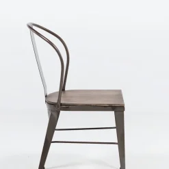 Jayso Turia 631 Chaise industrielle vintage en métal avec assise bois* Chaise De Cuisine|Chaise De Salle à Manger