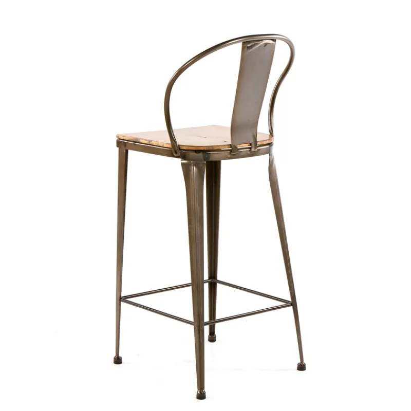 Jayso Turia TB 317 Tabouret industriel en métal et bois* Tabouret Snack (assise +/- 65 Cm)|Tabouret De Bar (assise +/- 80 Cm)