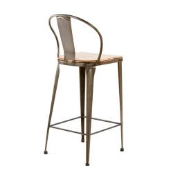 Jayso Turia TB 317 Tabouret industriel en métal et bois* Tabouret Snack (assise +/- 65 Cm)|Tabouret De Bar (assise +/- 80 Cm)