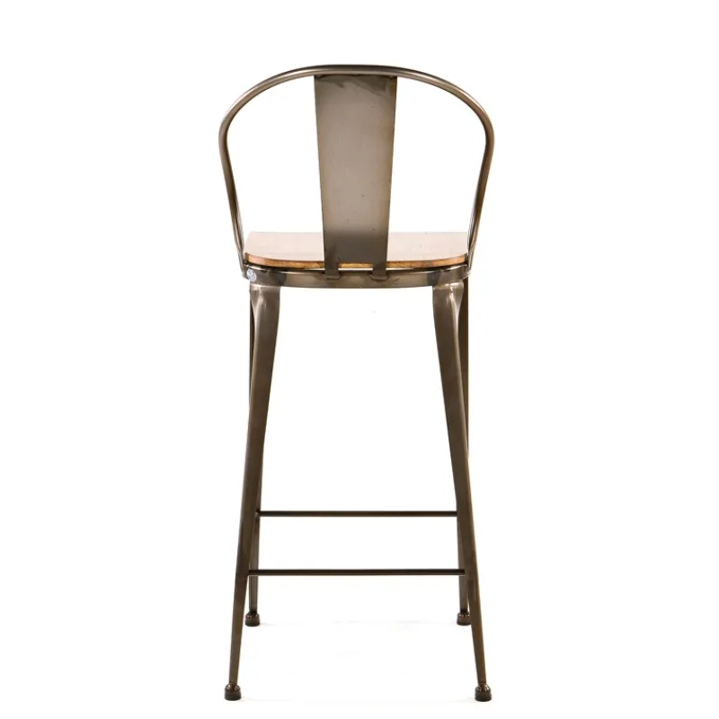 Jayso Turia TB 317 Tabouret industriel en métal et bois* Tabouret Snack (assise +/- 65 Cm)|Tabouret De Bar (assise +/- 80 Cm)