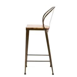 Jayso Turia TB 317 Tabouret industriel en métal et bois* Tabouret Snack (assise +/- 65 Cm)|Tabouret De Bar (assise +/- 80 Cm)