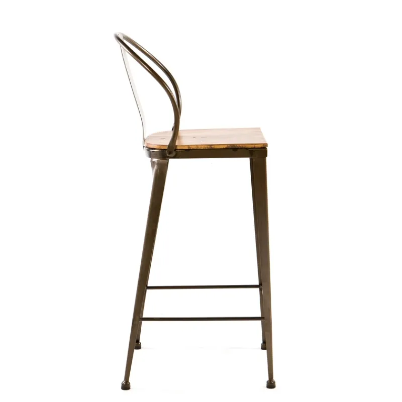 Jayso Turia TB 317 Tabouret industriel en métal et bois* Tabouret Snack (assise +/- 65 Cm)|Tabouret De Bar (assise +/- 80 Cm)