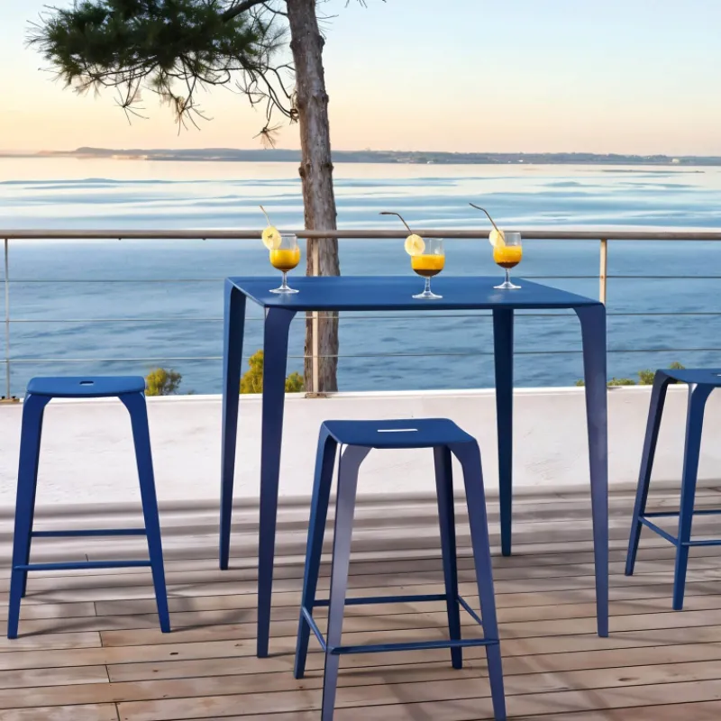 Carrier Valence ® Table snack industrielle carrée pour jardin en métal* Table De Jardin