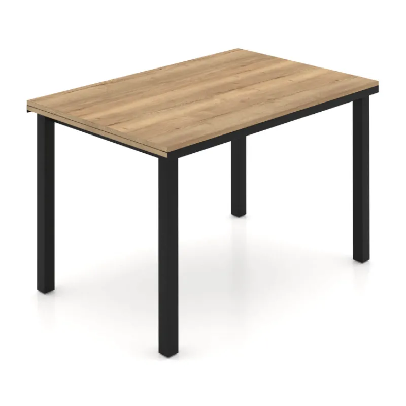 Perfecta Valentina Table de cuisine extensible en mélaminé chêne naturel avec pieds en métal noir* Table De Cuisine