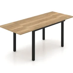 Perfecta Valentina Table de cuisine extensible en mélaminé chêne naturel avec pieds en métal noir* Table De Cuisine