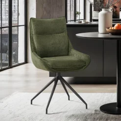 ValentineChaise pivotante en tissu avec poignée et pieds en métal* Chaise De Salle à Manger
