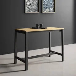 Perfecta Valériane Table snack de cuisine en stratifié chêne naturel avec pieds en métal noir* Table De Cuisine