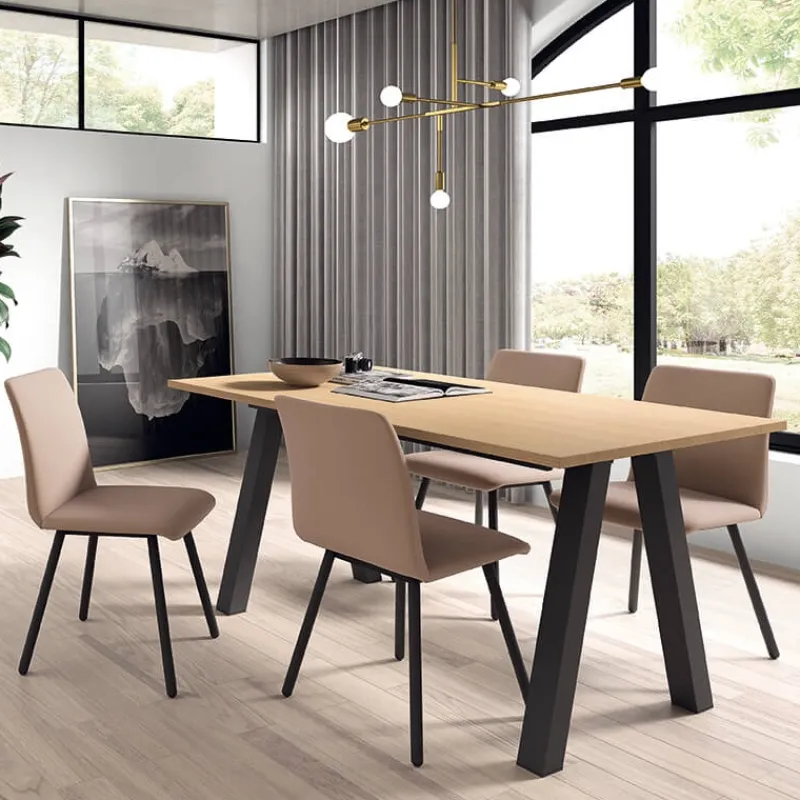Perfecta Veneto Table moderne rectangulaire en stratifié avec pieds obliques* Table De Salle à Manger