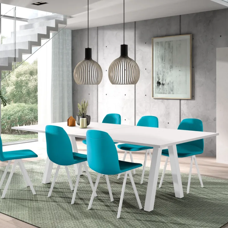 Perfecta Veneto Table moderne rectangulaire en stratifié avec pieds obliques* Table De Salle à Manger