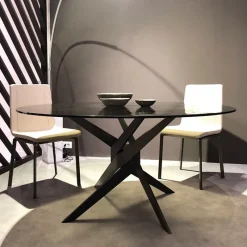 Dexo Vertigo Table ronde en verre design italien pied central* Table De Salle à Manger
