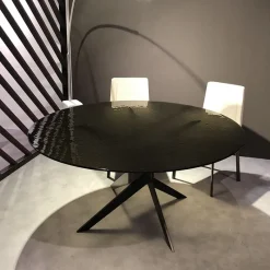 Dexo Vertigo Table ronde en verre design italien pied central* Table De Salle à Manger