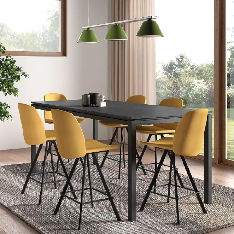 Perfecta Vicenza Table haute snack en stratifié avec pieds en métal* Table De Cuisine