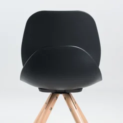 VictoireChaise design en polypropylène noir avec pieds en bois* Chaise De Cuisine|Chaise De Salle à Manger
