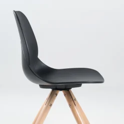 VictoireChaise design en polypropylène noir avec pieds en bois* Chaise De Cuisine|Chaise De Salle à Manger