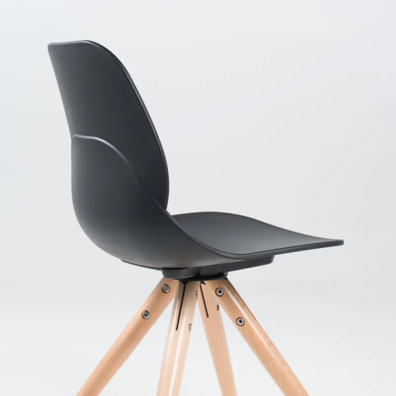 VictoireChaise design en polypropylène noir avec pieds en bois* Chaise De Cuisine|Chaise De Salle à Manger