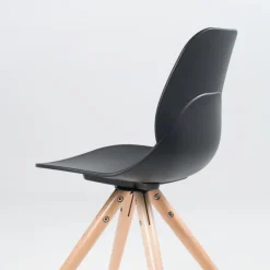 VictoireChaise design en polypropylène noir avec pieds en bois* Chaise De Cuisine|Chaise De Salle à Manger
