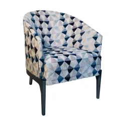 Paget Victor Fauteuil tonneau Art déco en tissu et bois de hêtre* Fauteuil De Salon