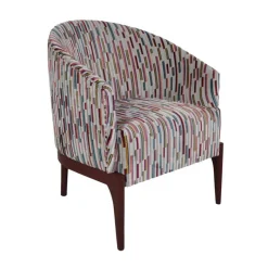 Paget Victor Fauteuil tonneau Art déco en tissu et bois de hêtre* Fauteuil De Salon