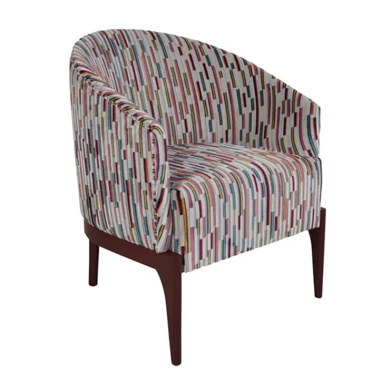 Paget Victor Fauteuil tonneau Art déco en tissu et bois de hêtre* Fauteuil De Salon