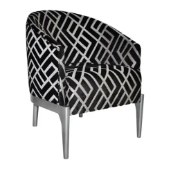Paget Victor Fauteuil tonneau Art déco en tissu et bois de hêtre* Fauteuil De Salon