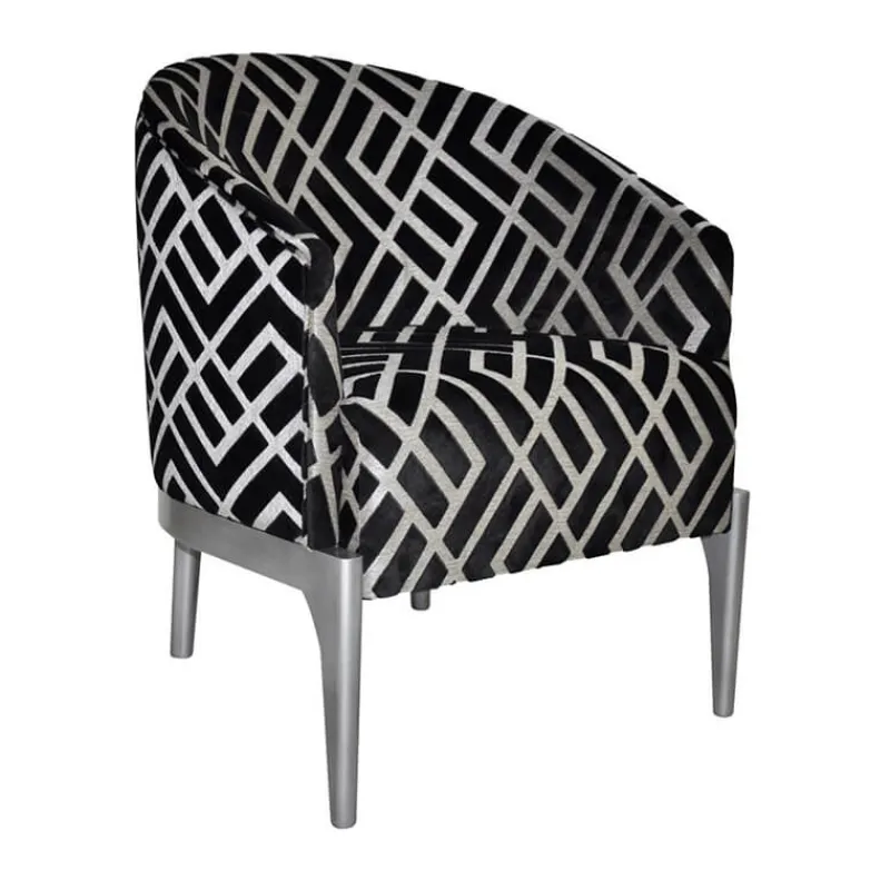 Paget Victor Fauteuil tonneau Art déco en tissu et bois de hêtre* Fauteuil De Salon