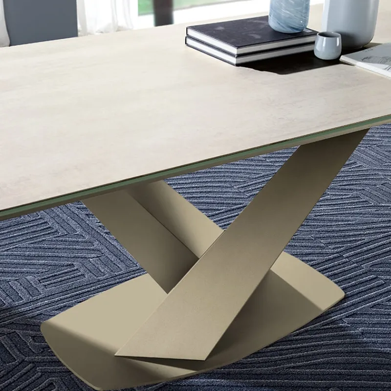 Ramiro Tarazona Victory Table design en céramique avec allonges pied central en V* Table De Salle à Manger