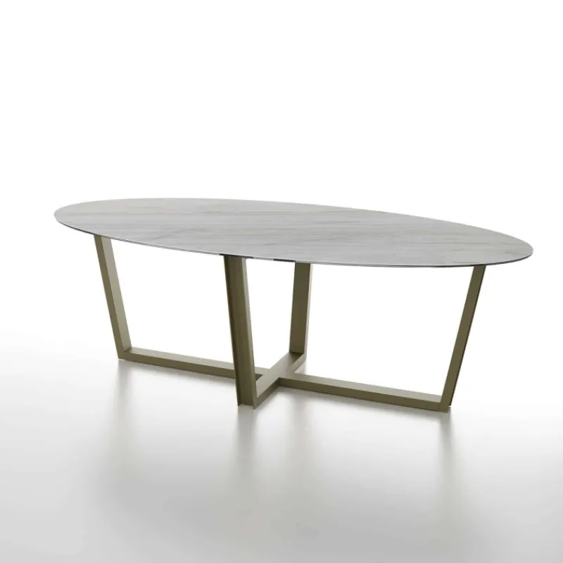 Dexo Viktor Table design ovale plateau en céramique et pieds en métal* Table De Salle à Manger
