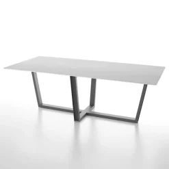 Dexo Viktor Table design rectangulaire en verre et pieds métalliques modernes* Table De Salle à Manger