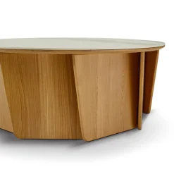 Dasras Volute Table basse ronde en bois et céramique* Table De Salon