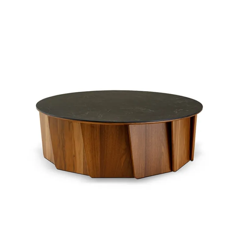 Dasras Volute Table basse ronde en bois et céramique* Table De Salon