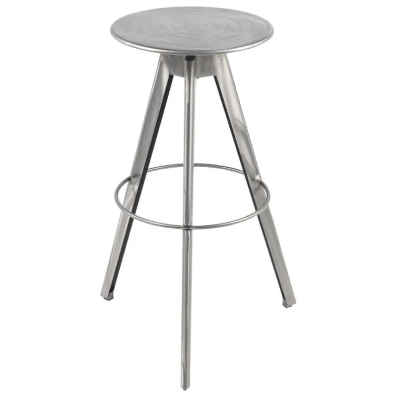 Carrier Vérone ® Tabouret de bar industriel pivotant sans dossier en métal brossé* Tabouret De Bar (assise +/- 80 Cm)