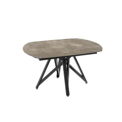 Akante WarholTable moderne en céramique extensible avec pied central design en métal noir* Table De Salle à Manger