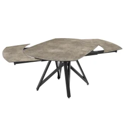 Akante WarholTable moderne en céramique extensible avec pied central design en métal noir* Table De Salle à Manger