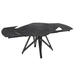 Akante WarholTable moderne en céramique extensible avec pied central design en métal noir* Table De Salle à Manger