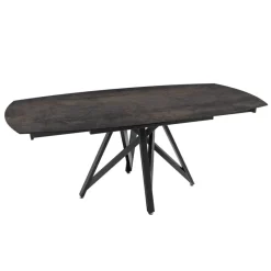 Akante WarholTable moderne en céramique extensible avec pied central design en métal noir* Table De Salle à Manger