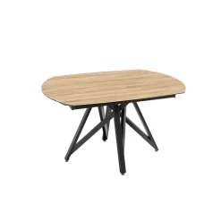 Akante WarholTable moderne en céramique extensible avec pied central design en métal noir* Table De Salle à Manger